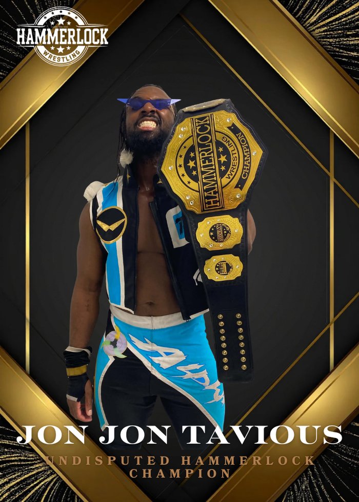 Jon Jon Tavious, Undisputed Hammerlock Wrestling Champion, with the championship belt