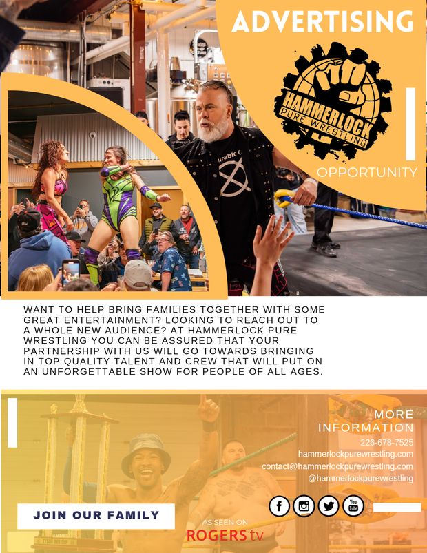Hammerlock Wrestling advertising opportunity sheet, page one of the sponsorship package